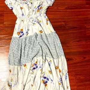 Large off shoulder maxi dress.